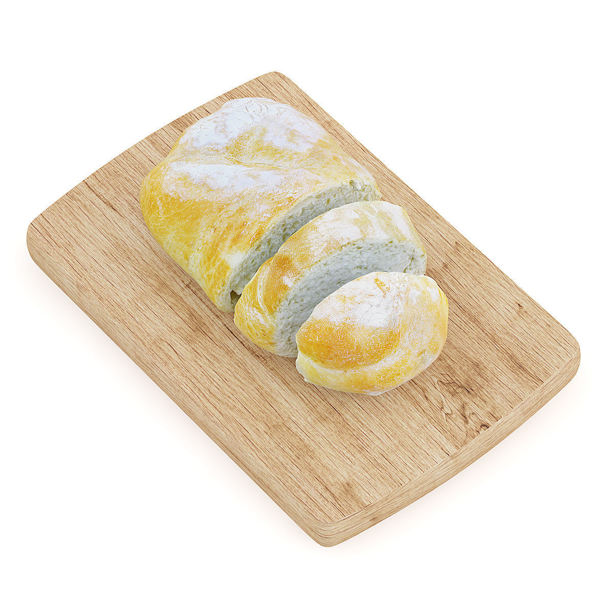 Sliced Bread on Wooden Board 2 3D model_4