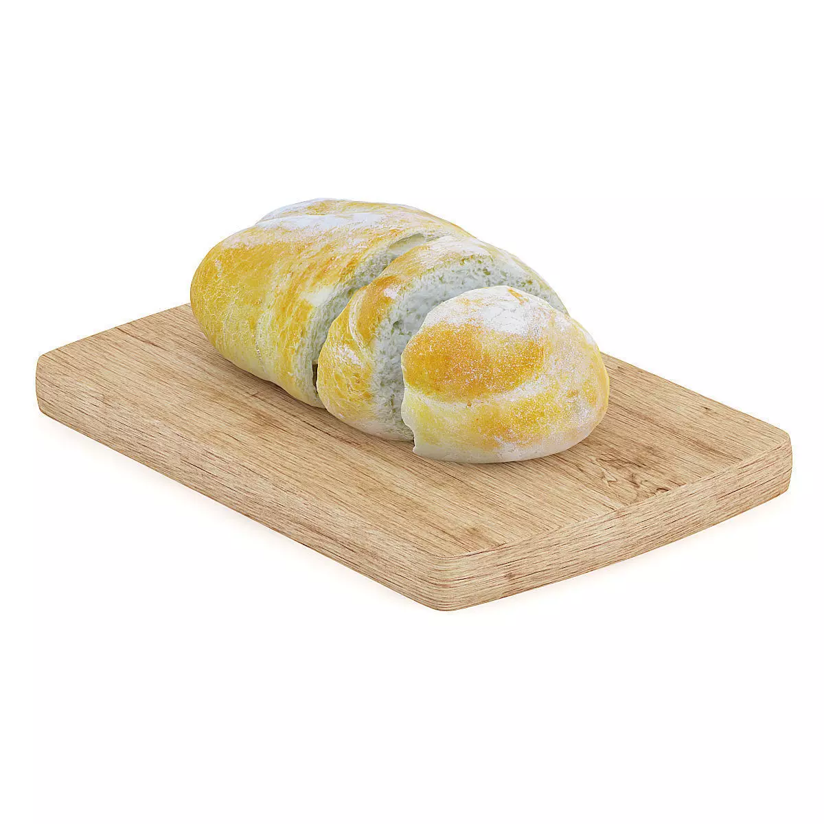 Sliced Bread on Wooden Board 2 3D model_0