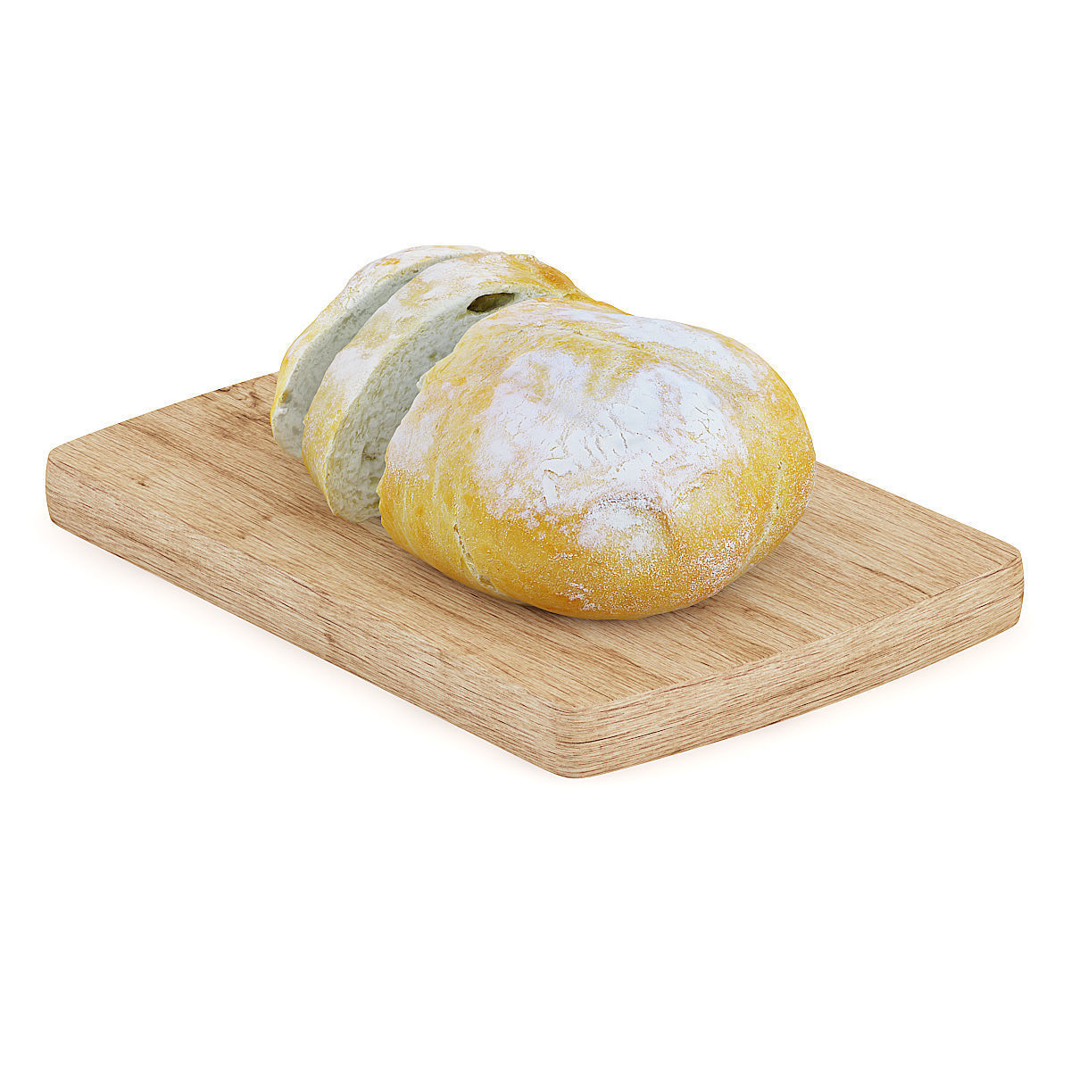 Sliced Bread on Wooden Board 2 3D model_2