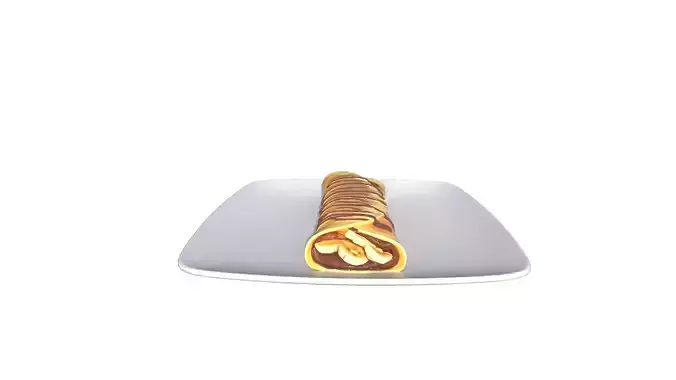 Delicious Banana Chocolate Crepes Dessert Low-poly 3D model 6