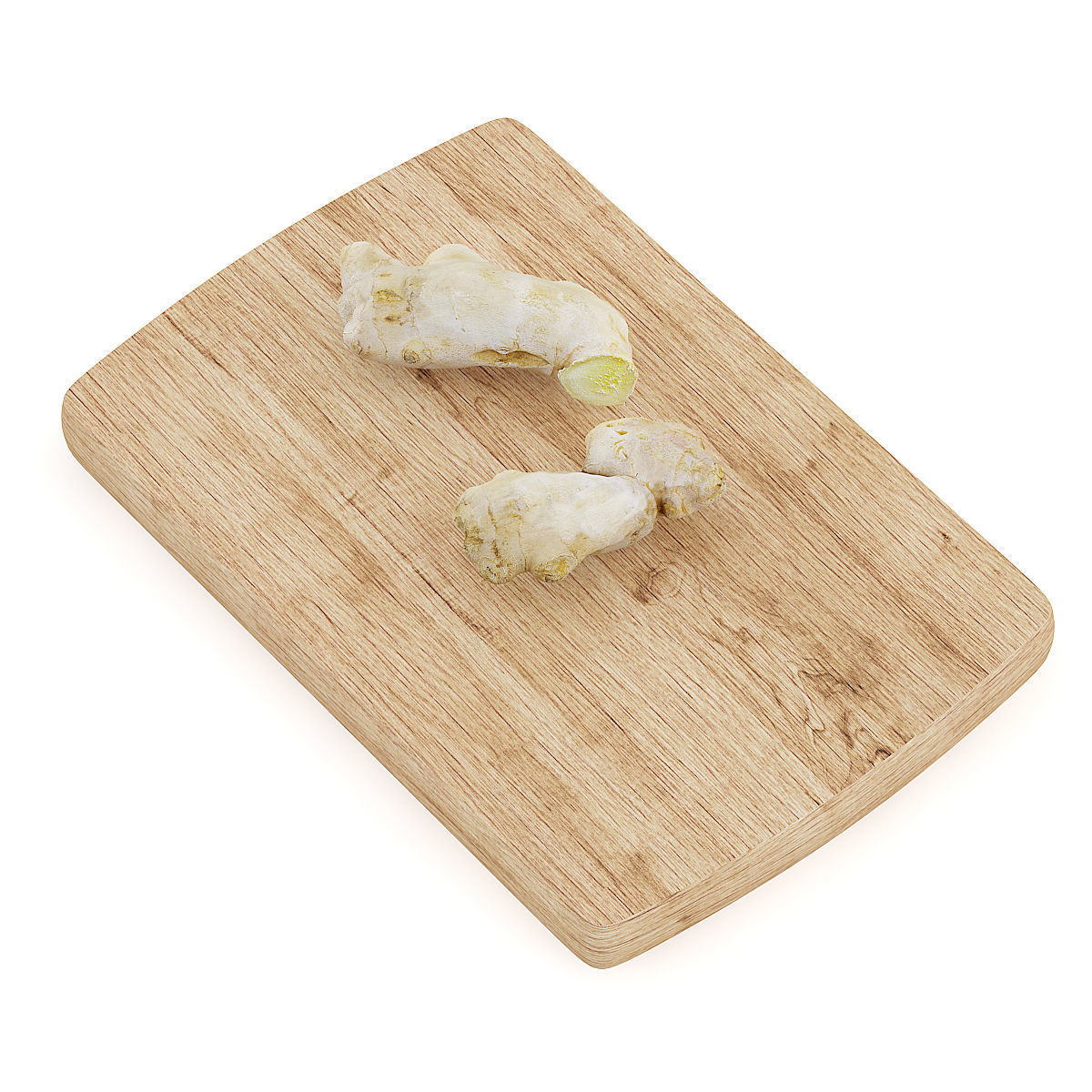 Sliced Ginger on Wooden Board 3D model_4