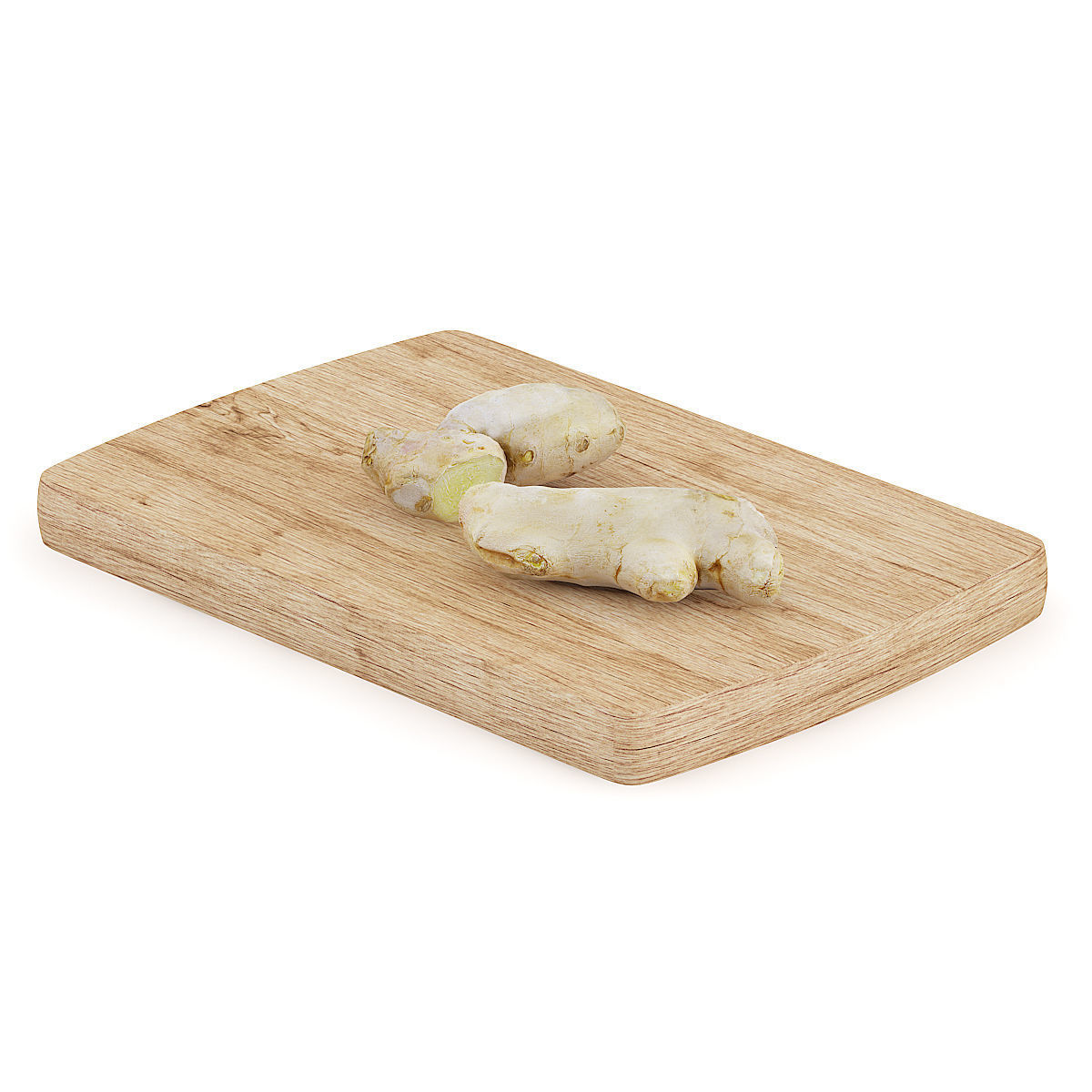 Sliced Ginger on Wooden Board 3D model_2
