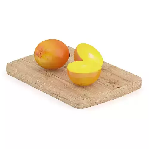 Persimmon Fruits on Wooden Board