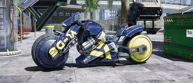 Cyberpunk Bike - fully rigged Low-poly 3D model