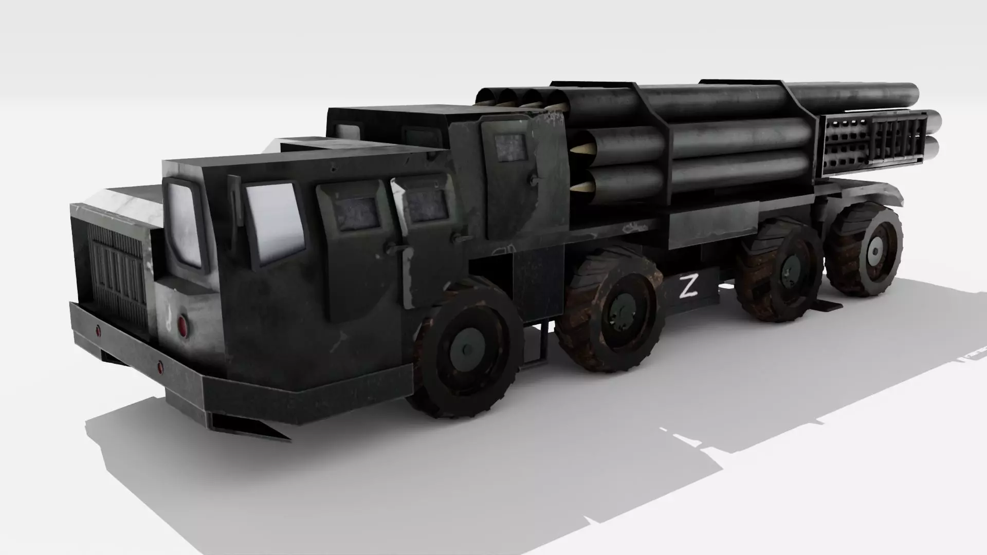 BM-30 Smerch Russian Vehicle Low-poly 3D model