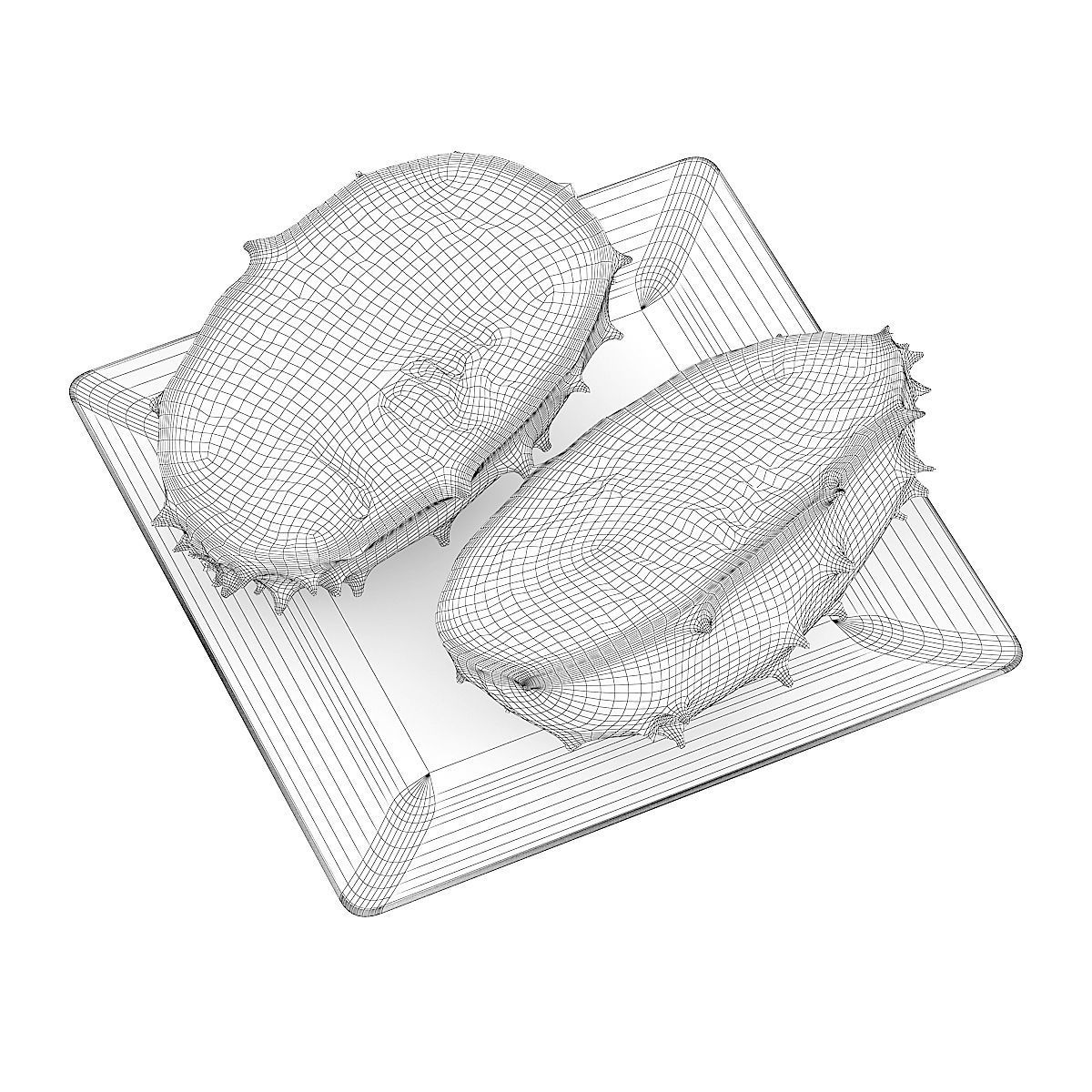 Sliced Horned Melon on White Plate 3D model_5