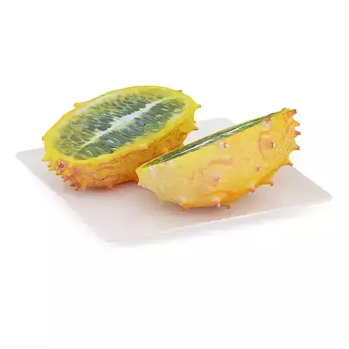 Sliced Horned Melon on White Plate