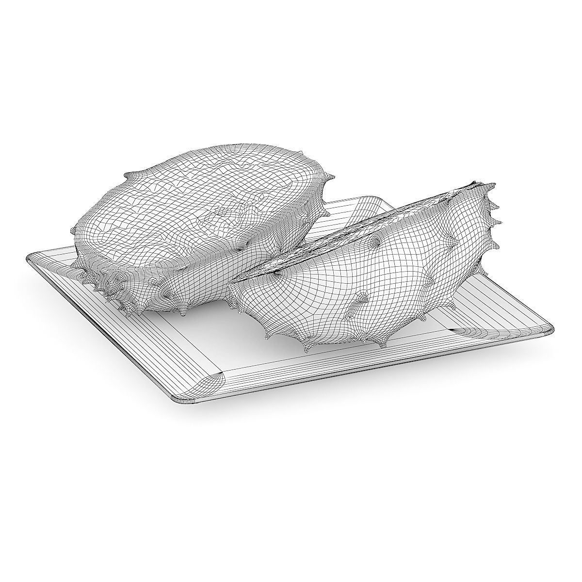 Sliced Horned Melon on White Plate 3D model_1