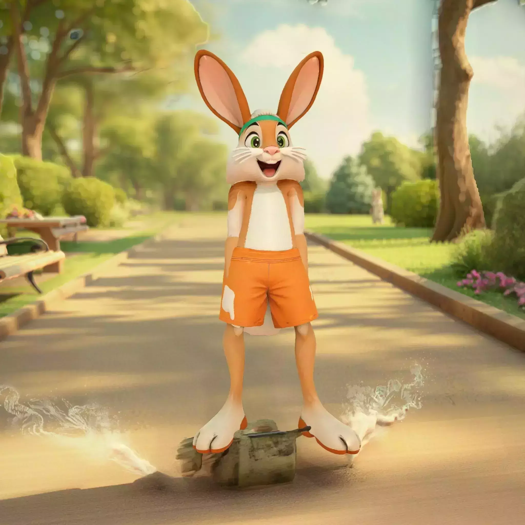 Energetic Anthropomorphic Rabbit One 3D Character Low-poly 3D model