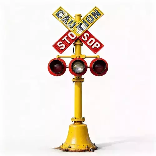 Antique Mechanical Semaphore Traffic Sign 3D Model