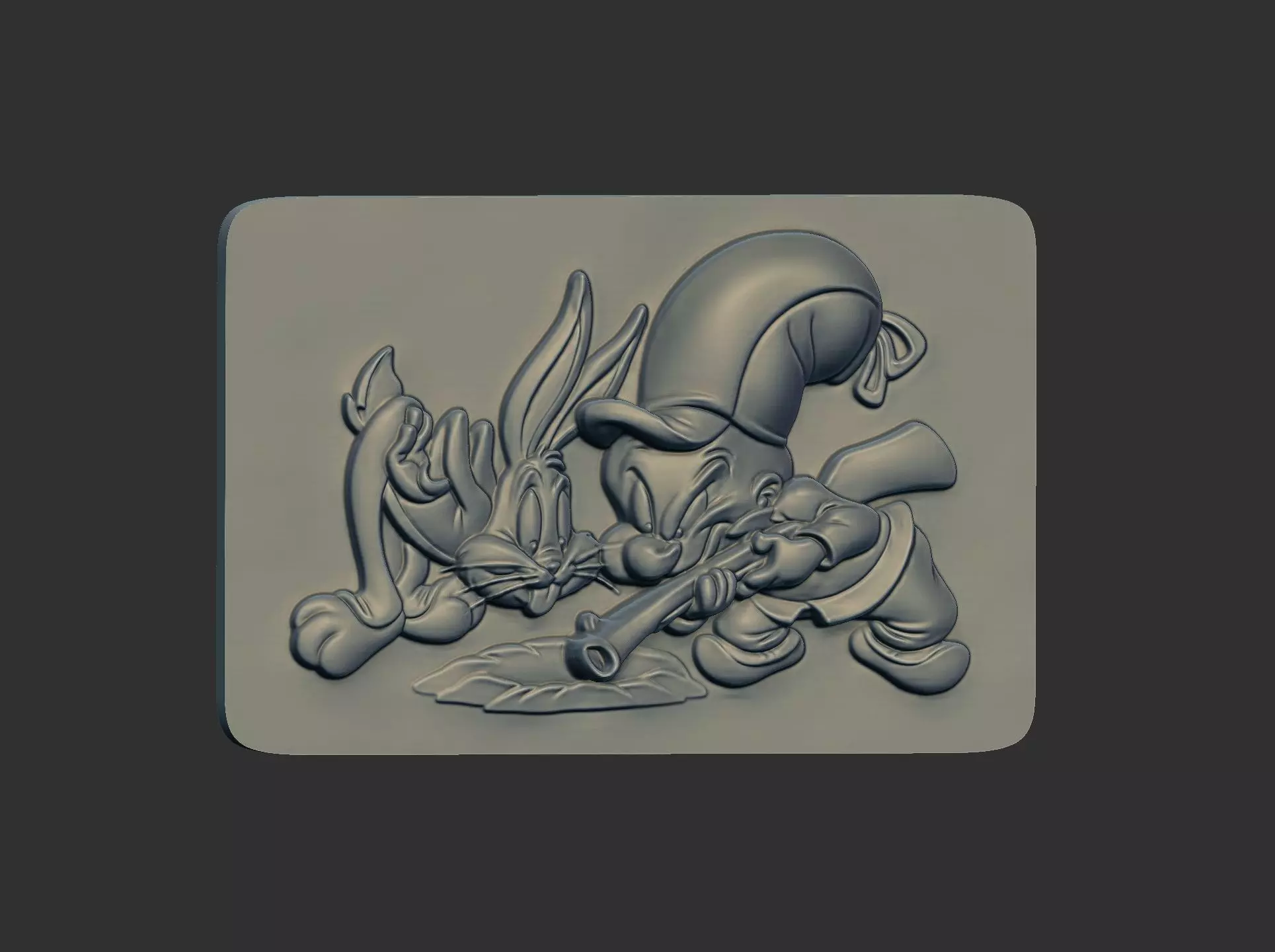 Bugs Bunny and Elmer Fudd 3D Relief Model 3D print model