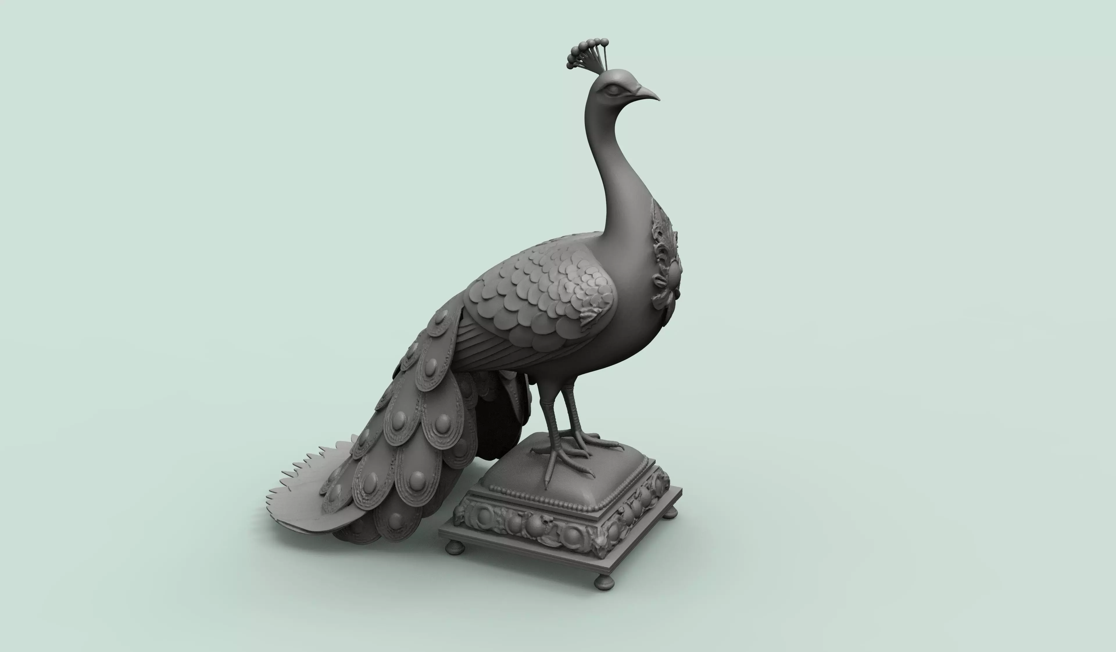 Emerald Peacock on Cushion Majestic Splendor Decorative 3D print model