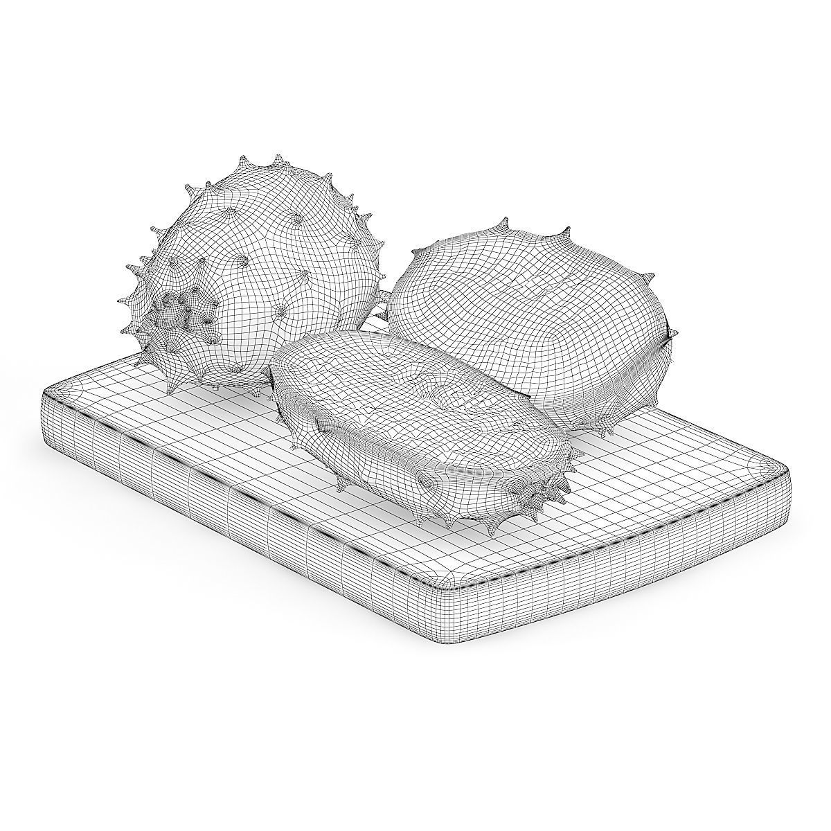 Sliced Horned Melon on Wooden Board 3D model_3