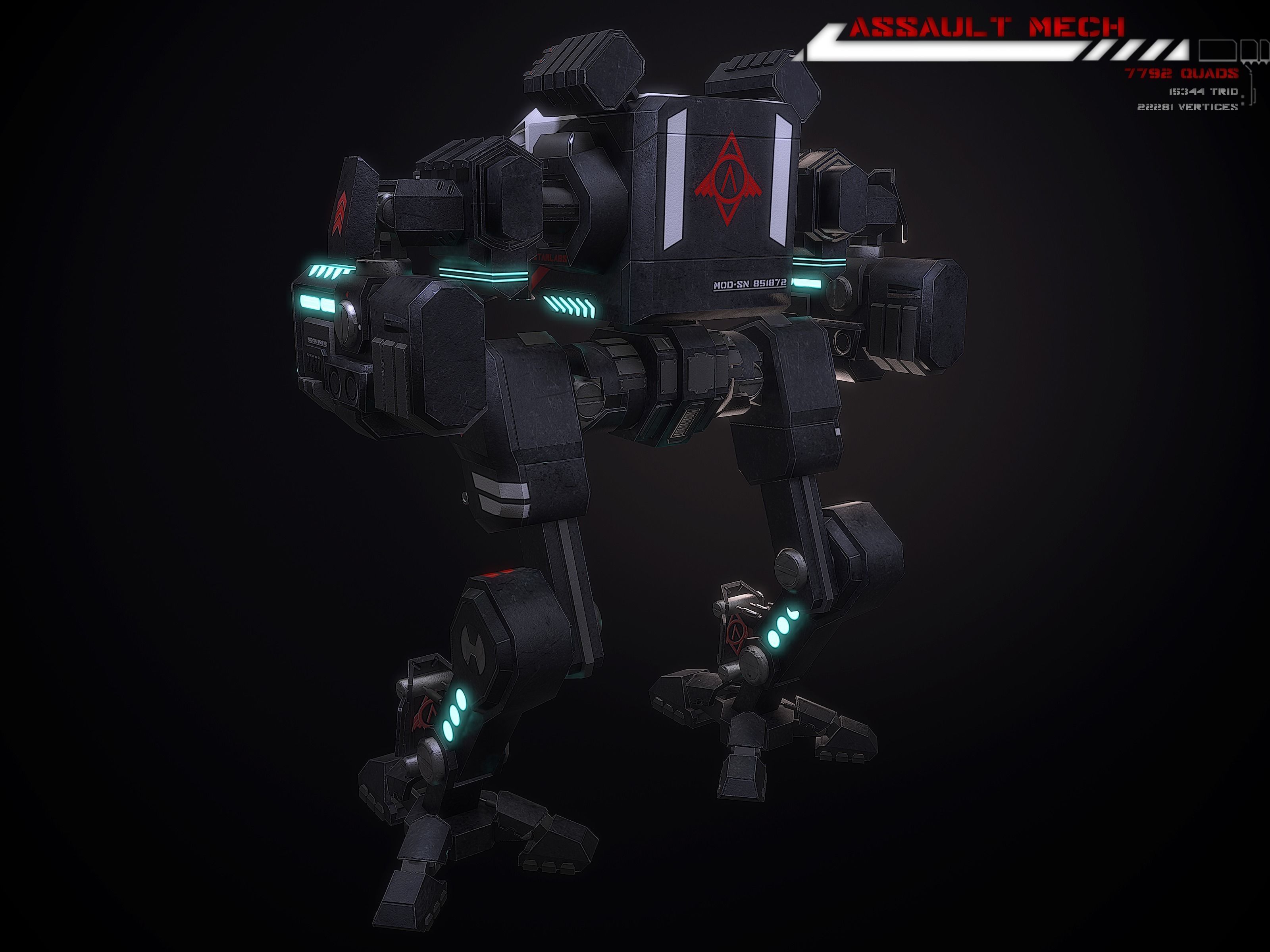 Assault Mech Lowpoly Low-poly 3D model_6