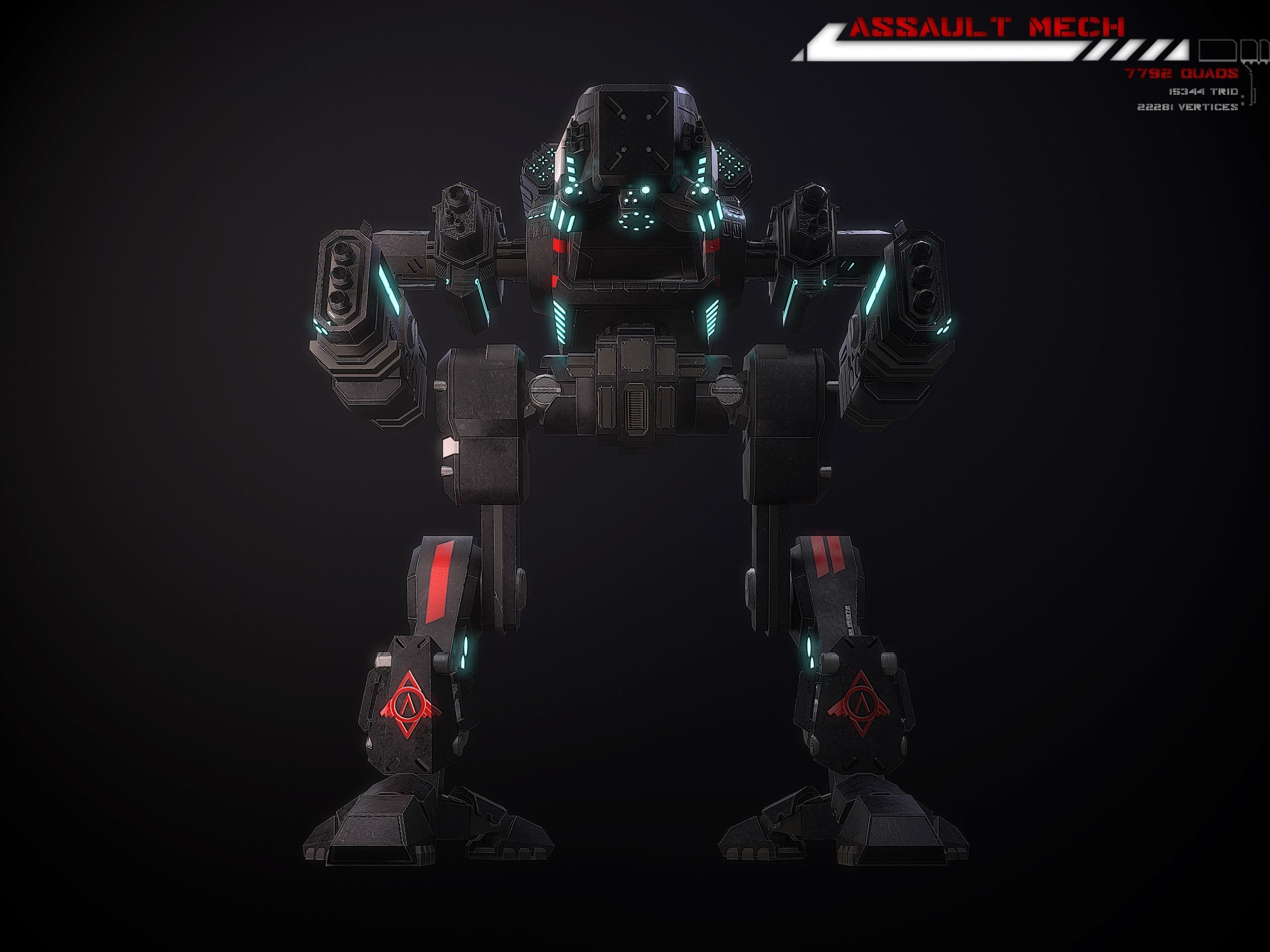 Assault Mech Lowpoly Low-poly 3D model_3
