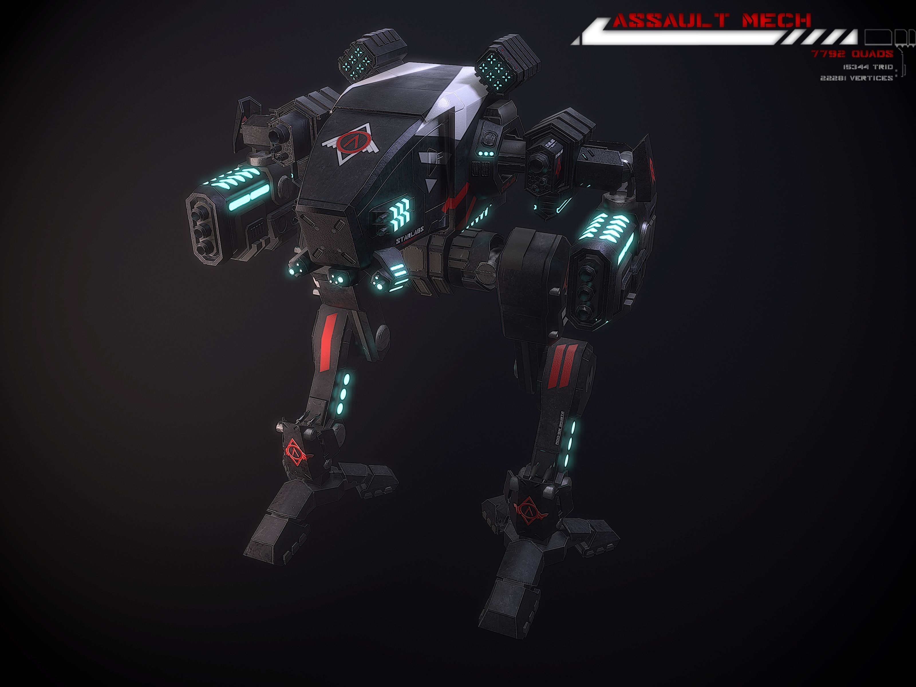 Assault Mech Lowpoly Low-poly 3D model_2