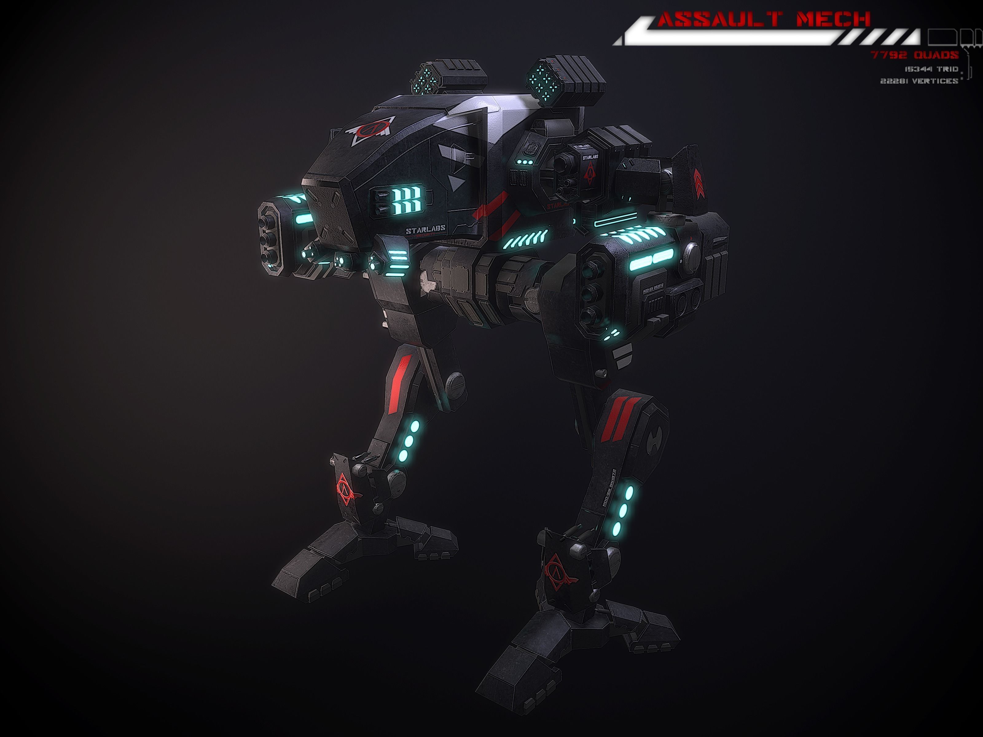 Assault Mech Lowpoly Low-poly 3D model_0