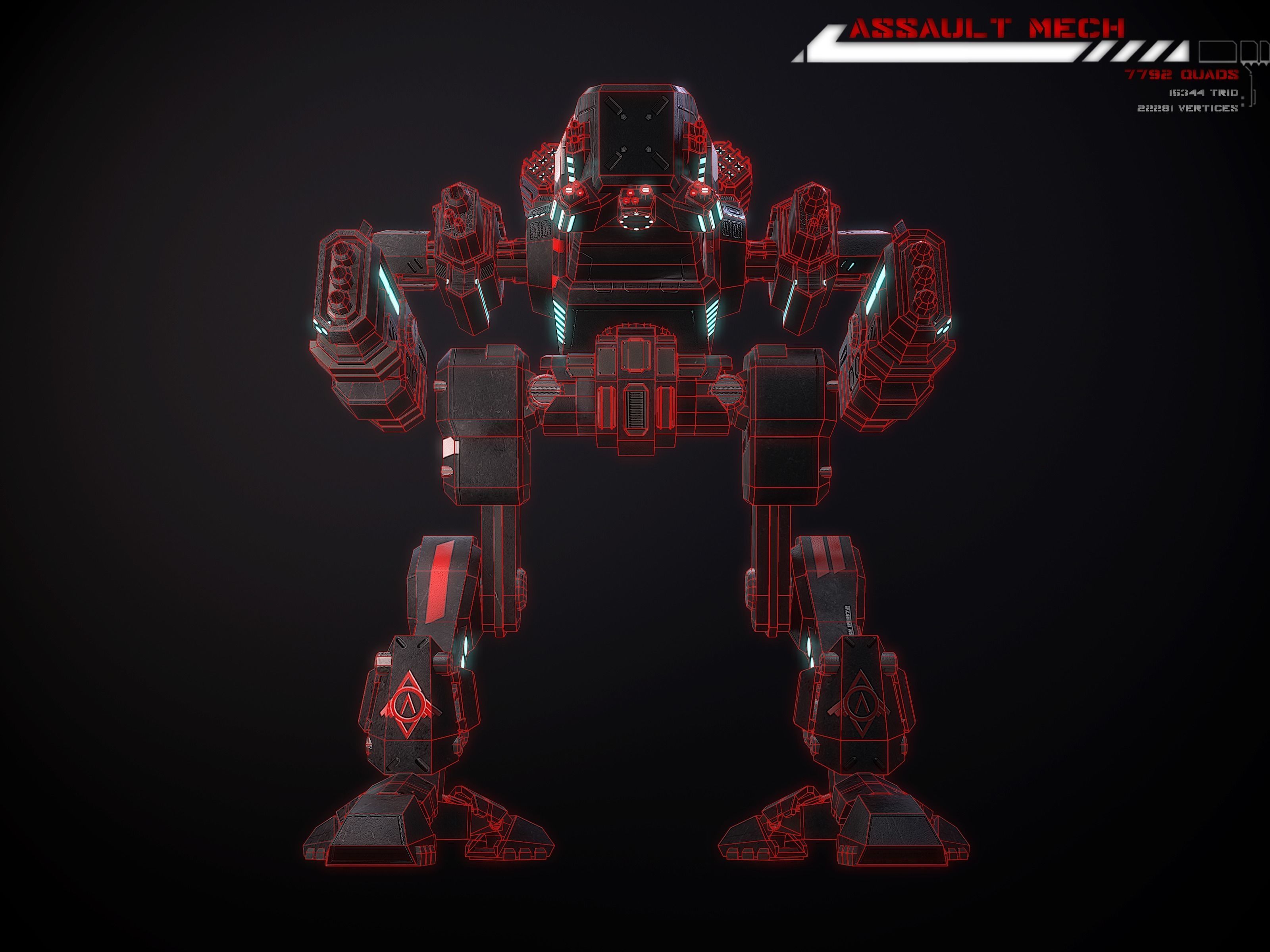 Assault Mech Lowpoly Low-poly 3D model_12