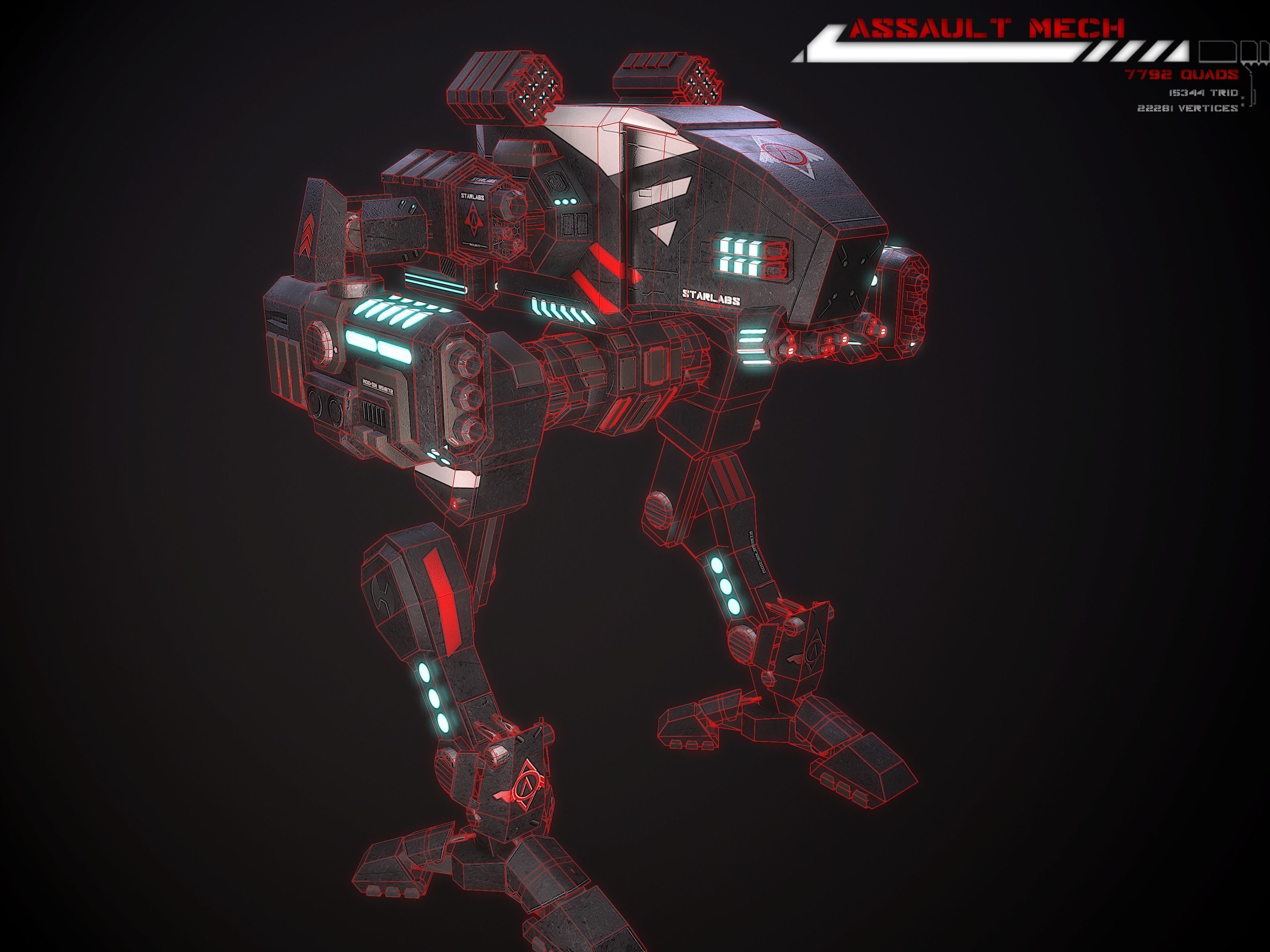 Assault Mech Lowpoly Low-poly 3D model_13