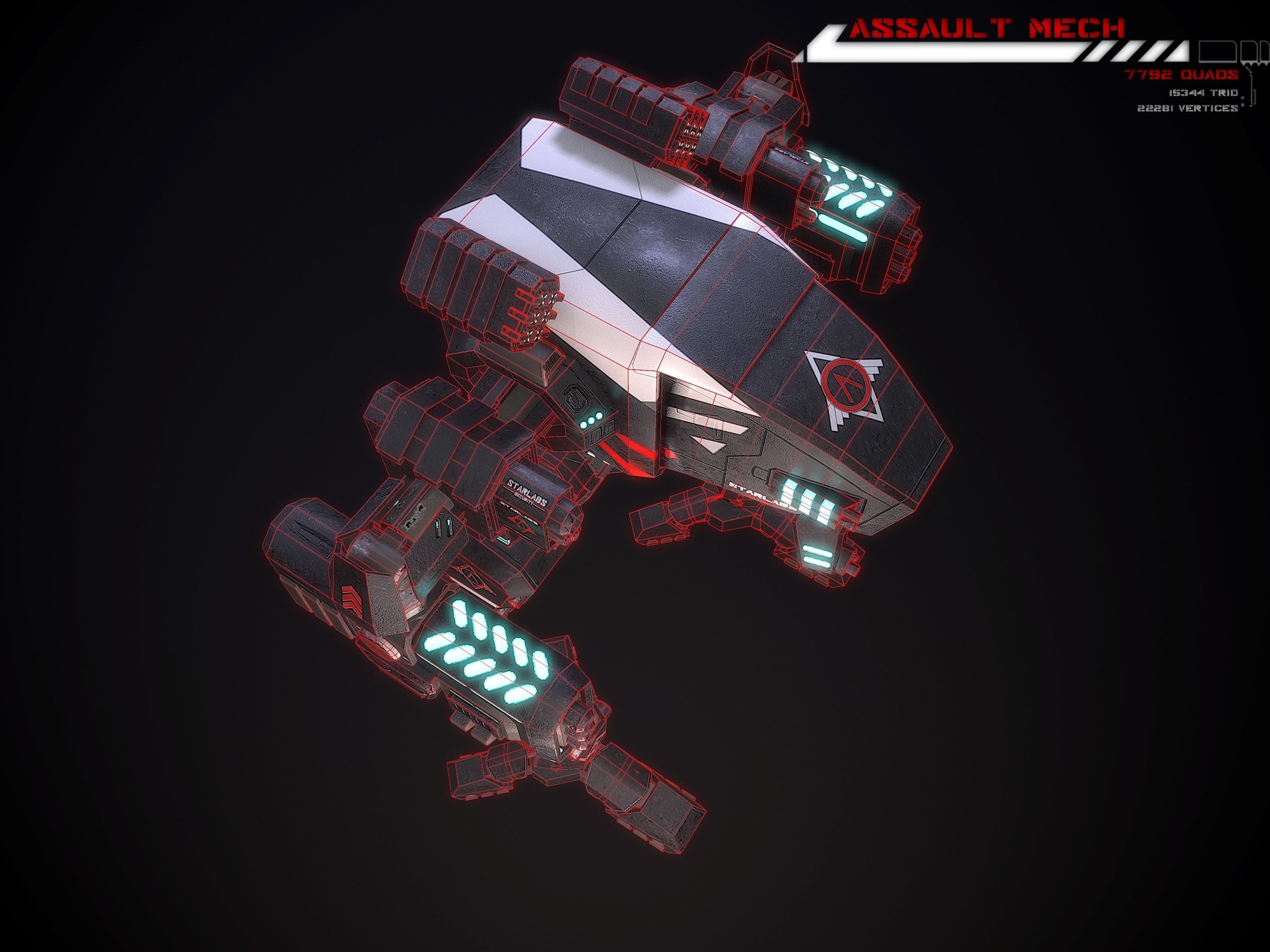 Assault Mech Lowpoly Low-poly 3D model_14