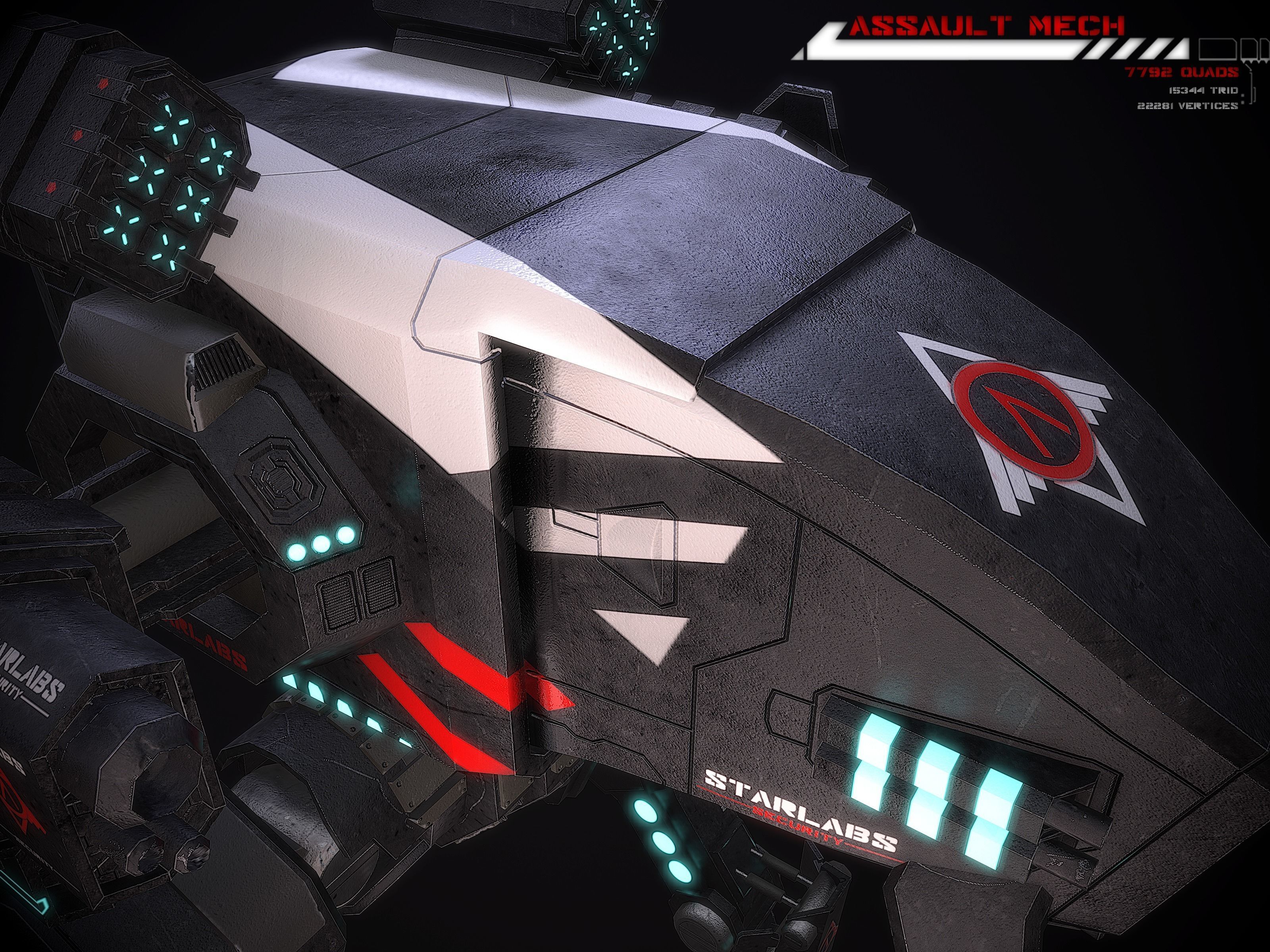 Assault Mech Lowpoly Low-poly 3D model_7