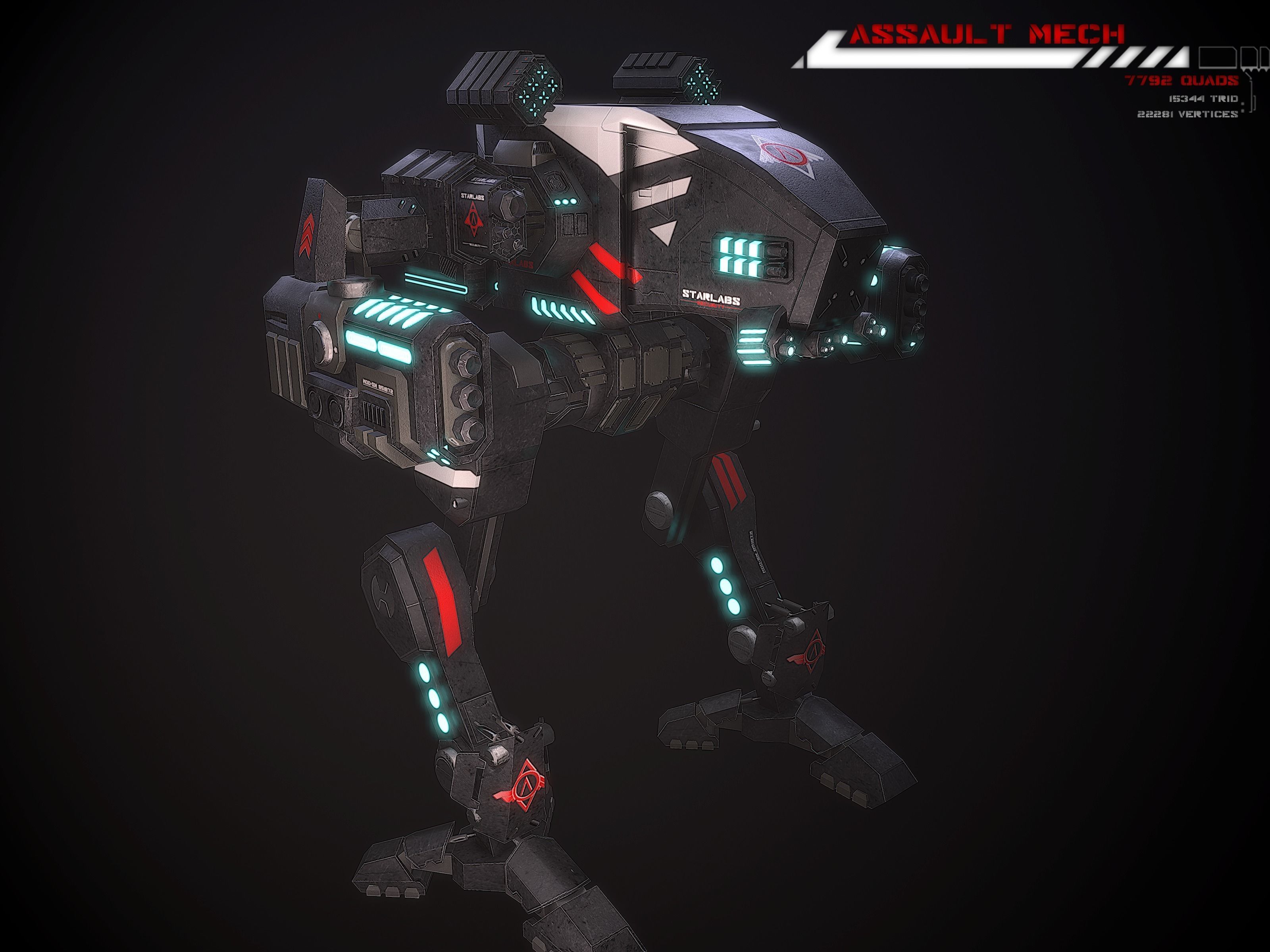 Assault Mech Lowpoly Low-poly 3D model_4