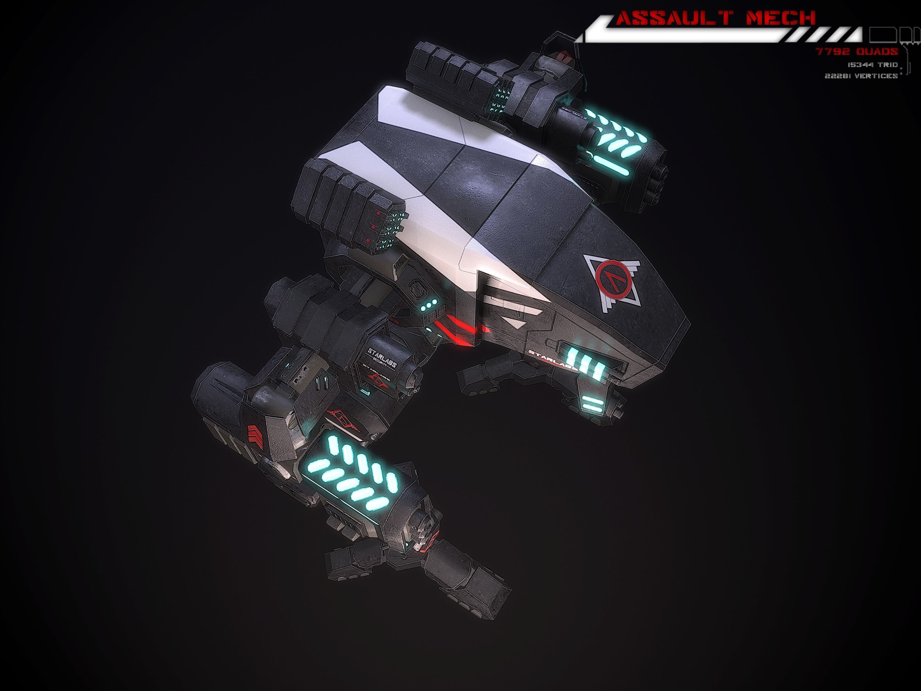 Assault Mech Lowpoly Low-poly 3D model_5