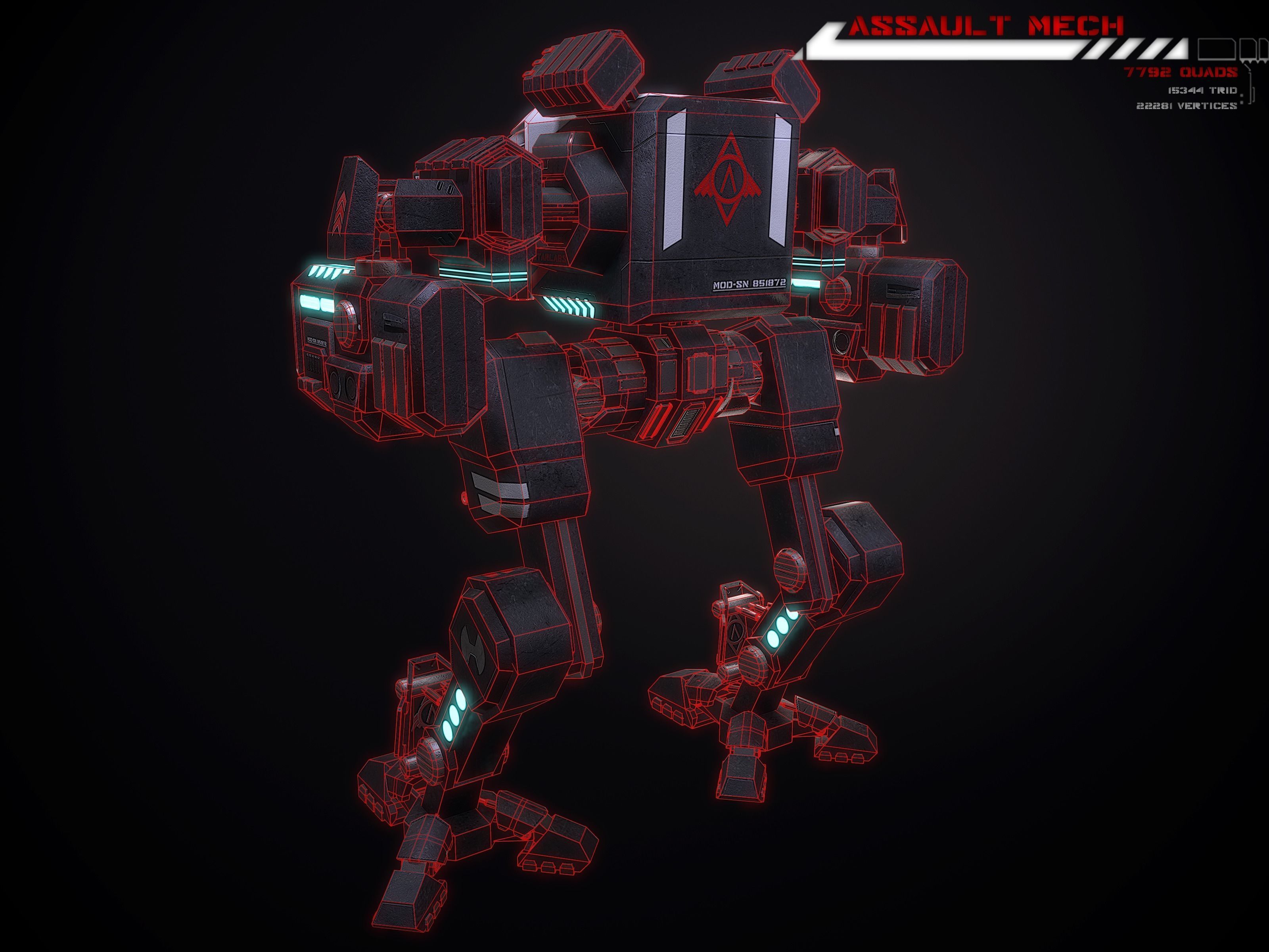 Assault Mech Lowpoly Low-poly 3D model_15
