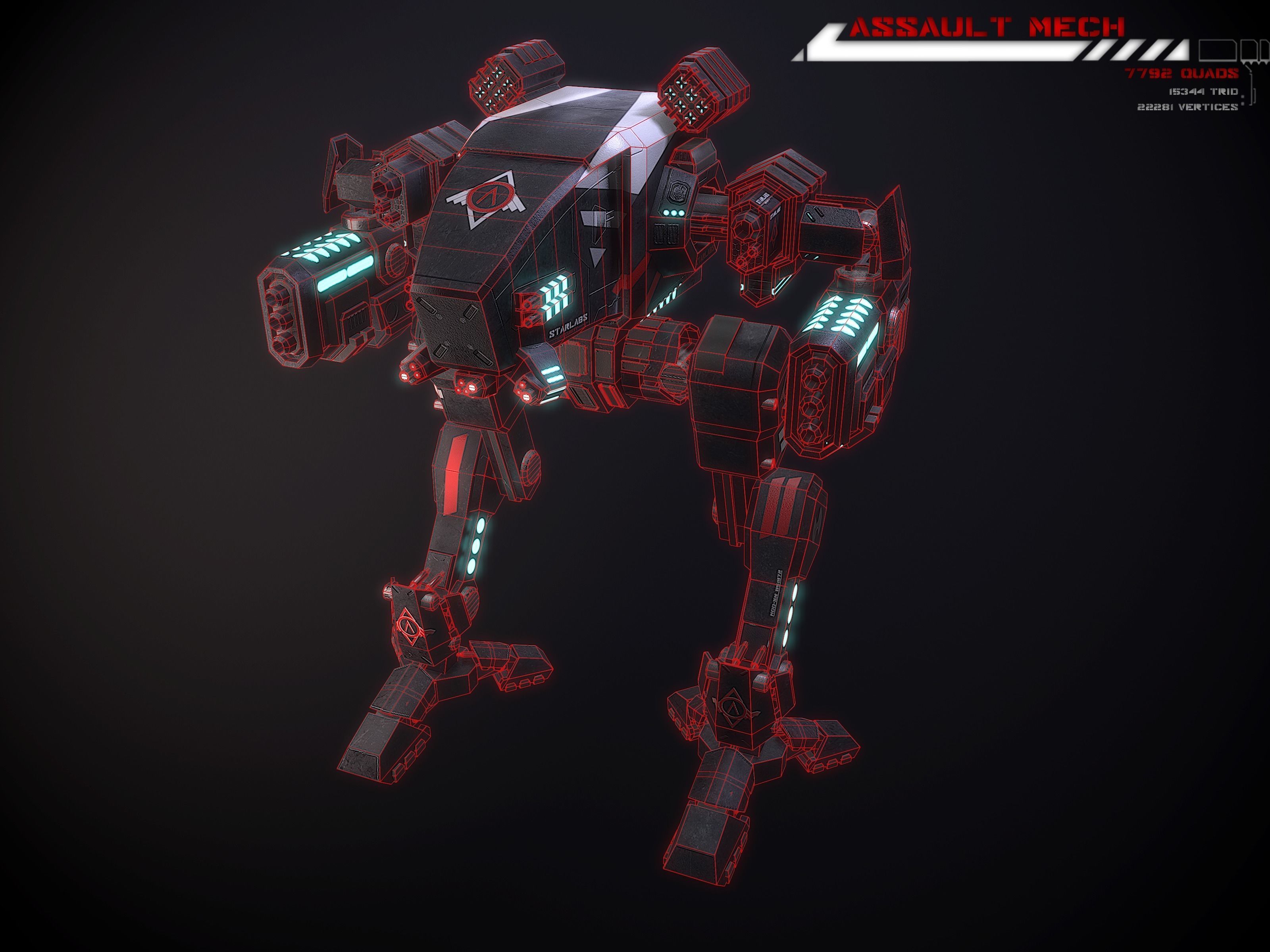Assault Mech Lowpoly Low-poly 3D model_11