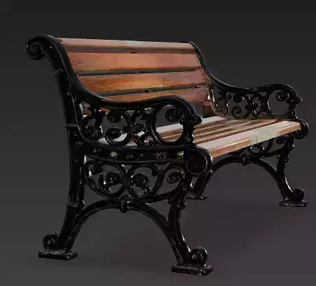 Classic Victorian Park Bench 3D Model Low-poly 3D model 3