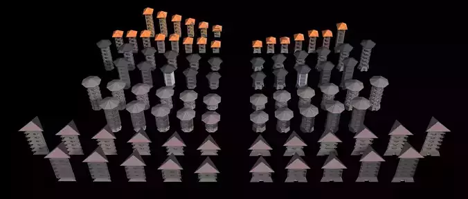 Tropical tower and pavilion pack 26A88 3D model