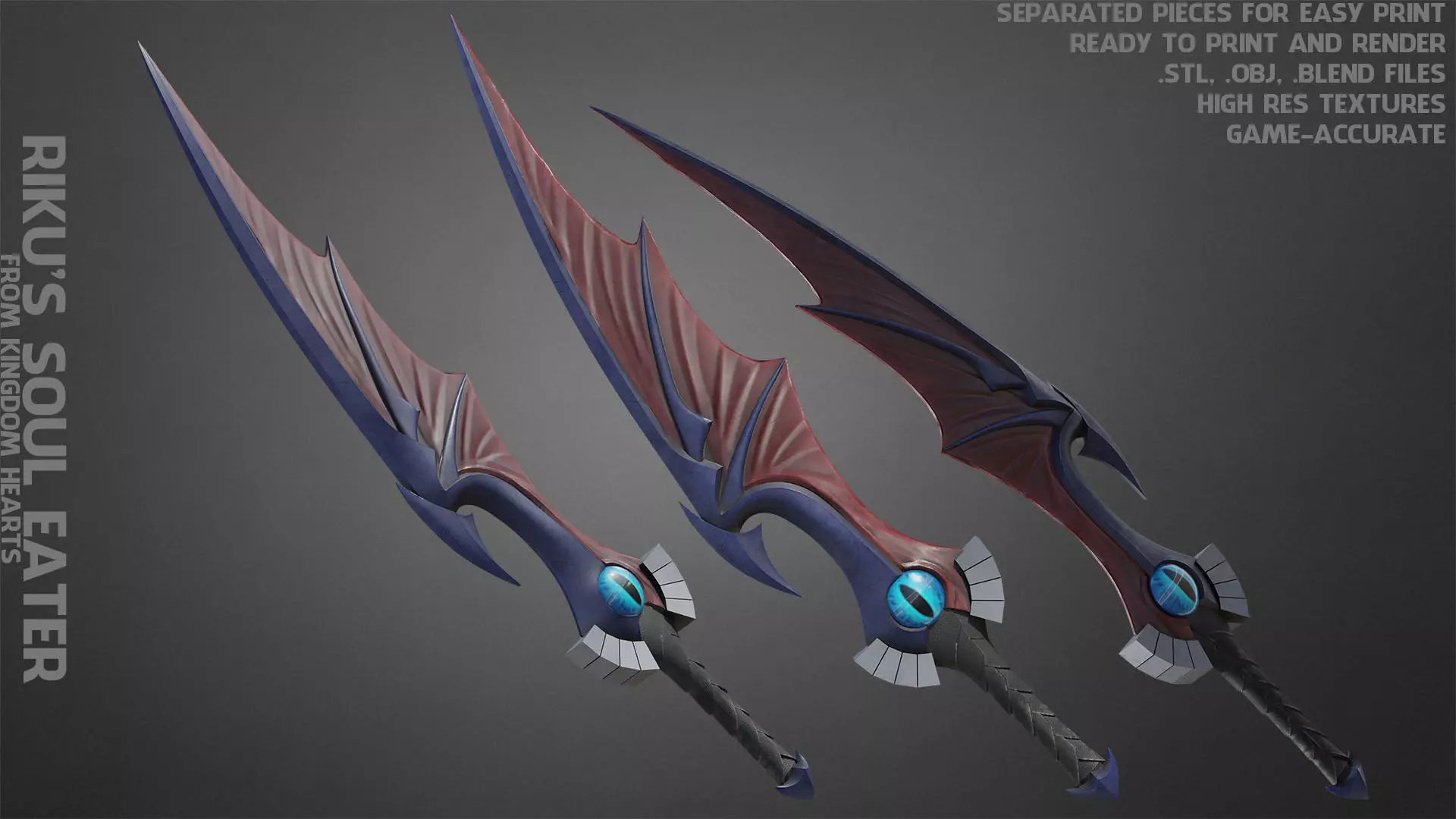 Kingdom Hearts Riku Soul Eater Blade for Cosplay 3D print model