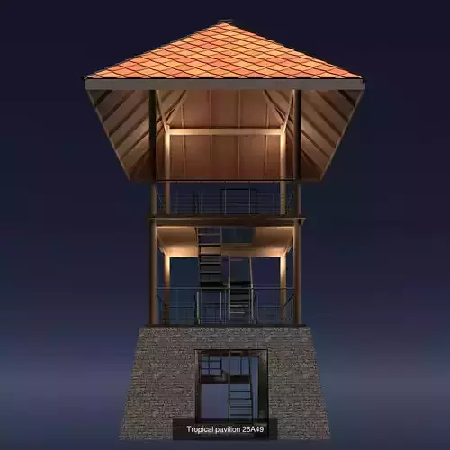 Tropical tower and pavilion set 1 3D Model Pack 7