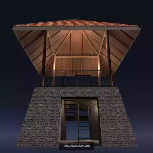 Tropical tower and pavilion set 1 3D Model Pack 6