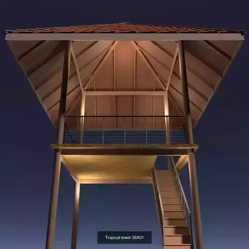 Tropical tower and pavilion set 2 3D Model Pack 6