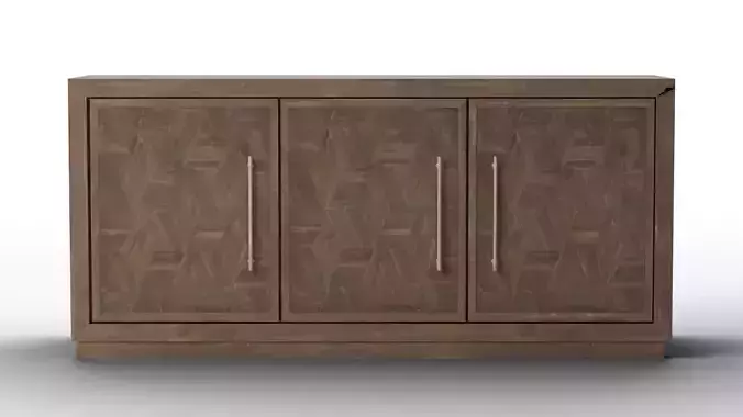Three-Door Credenza Modern Sideboard in Dark Brown Oak - Tumbler Low-poly 3D model