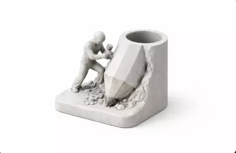 The Sculptor Pen Holder Artistic Desk Organizer STL 3D print model