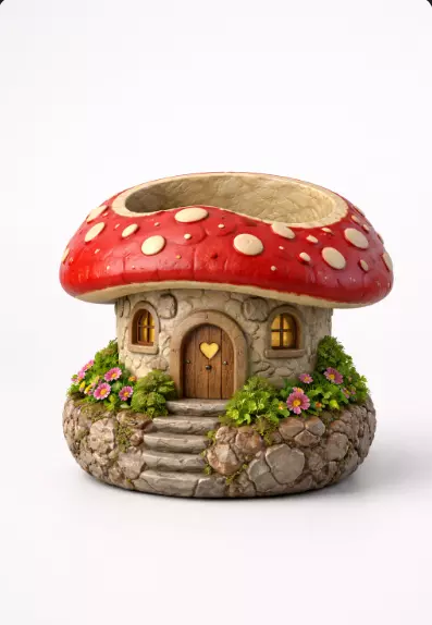 Fablecap Cottage Planter Mushroom House Succulent Pot STL 3D print model