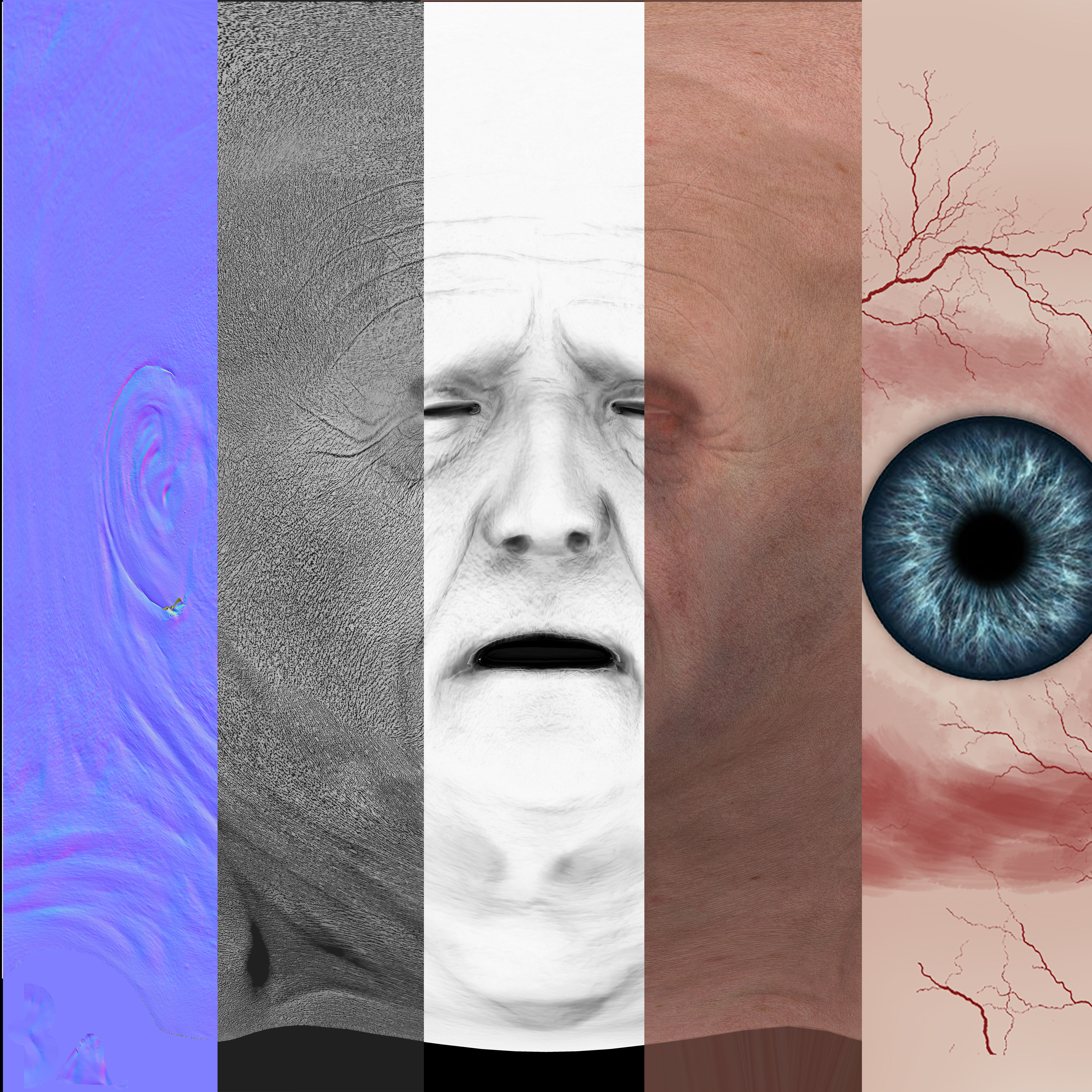 MaleFace man Low-poly 3D model_9