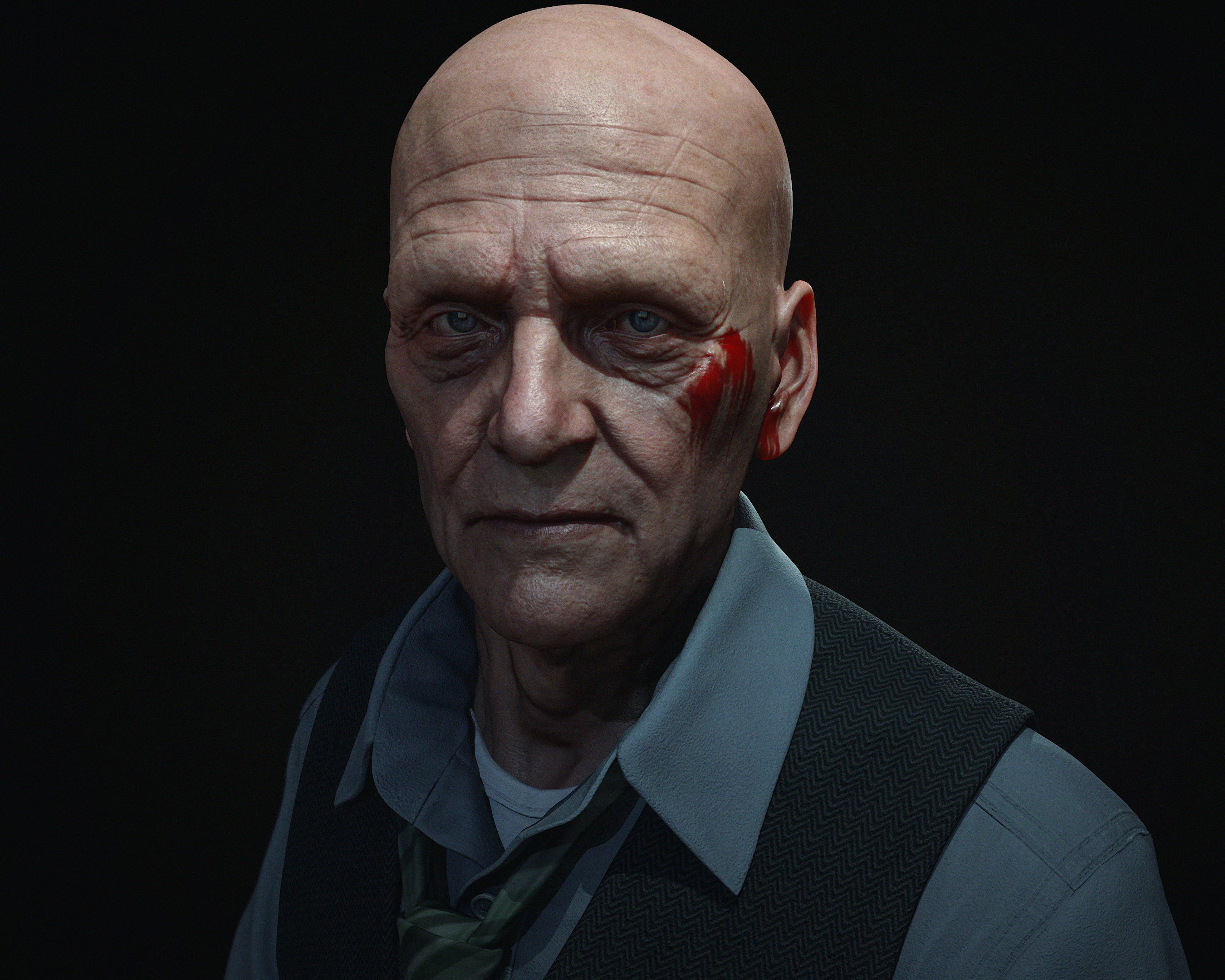 MaleFace man Low-poly 3D model_1