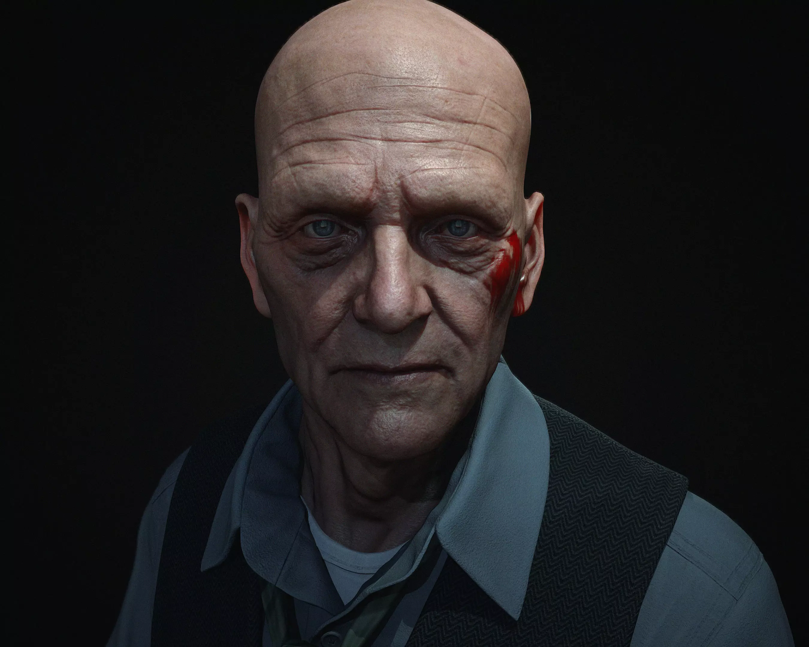 MaleFace man Low-poly 3D model_0