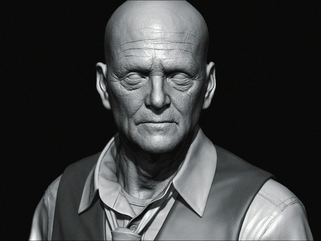 MaleFace man Low-poly 3D model_8