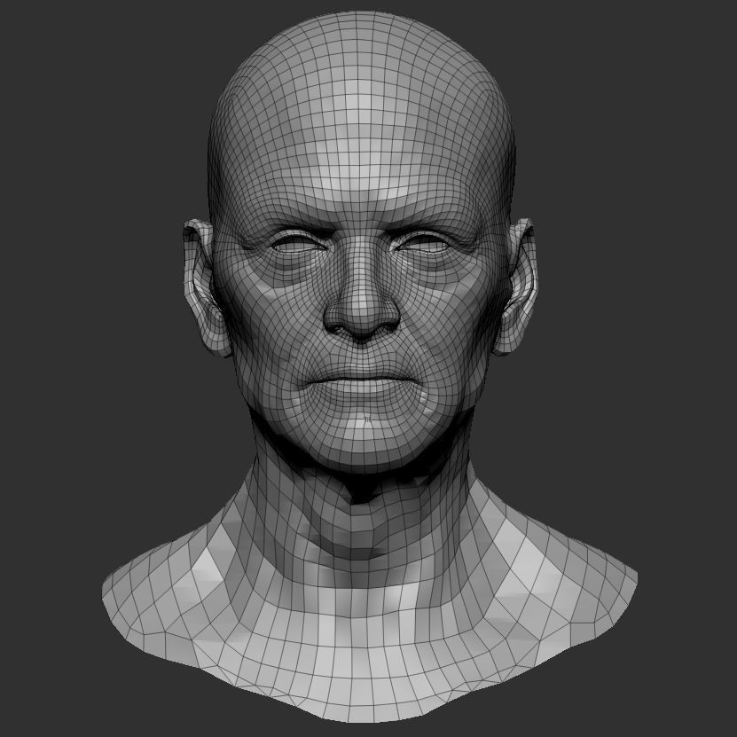MaleFace man Low-poly 3D model_5