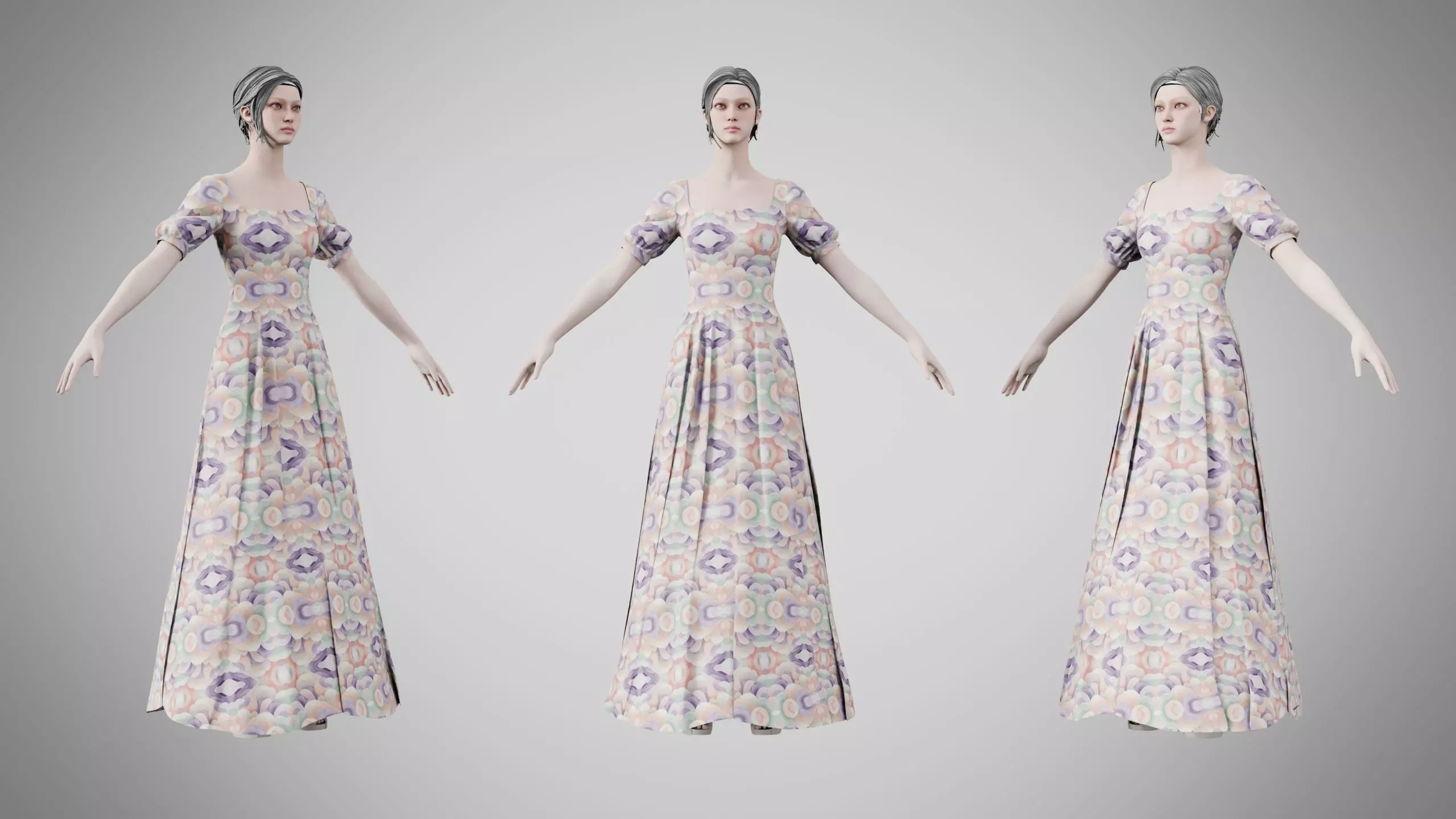 Dress 27 Gradient Wave Pattern Low-poly 3D model