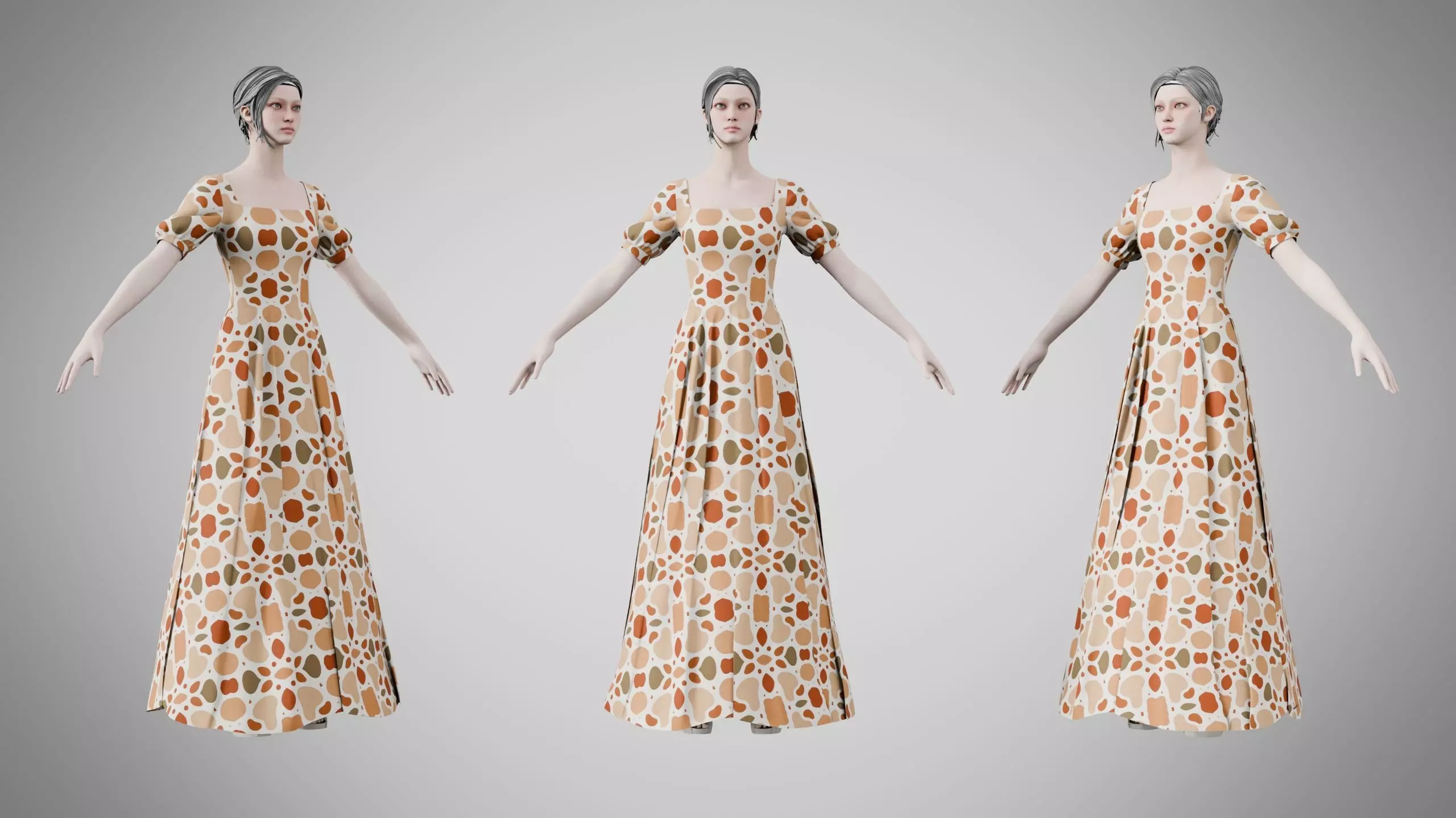Dress 27 Terracotta Pebble Pattern Low-poly 3D model