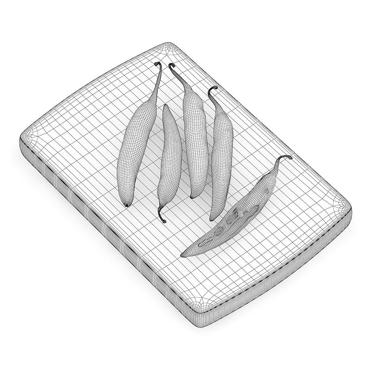 Chilli Pepper on Wooden Board 3D model_5