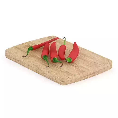 Chilli Pepper on Wooden Board