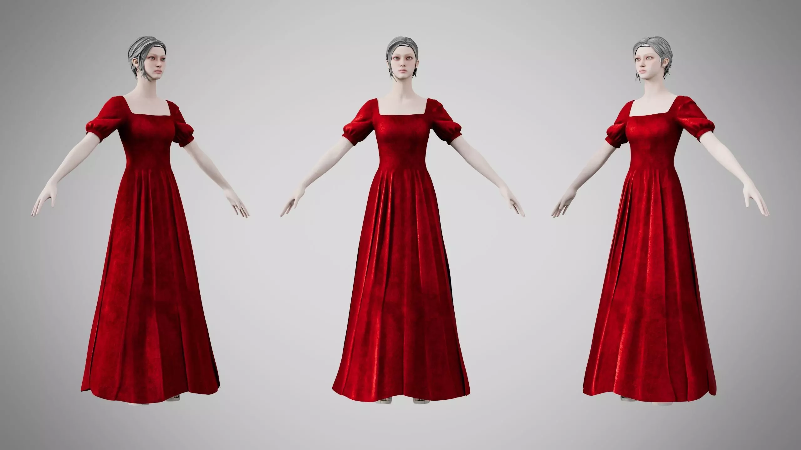 Dress 27 Ruby Velvet Low-poly 3D model