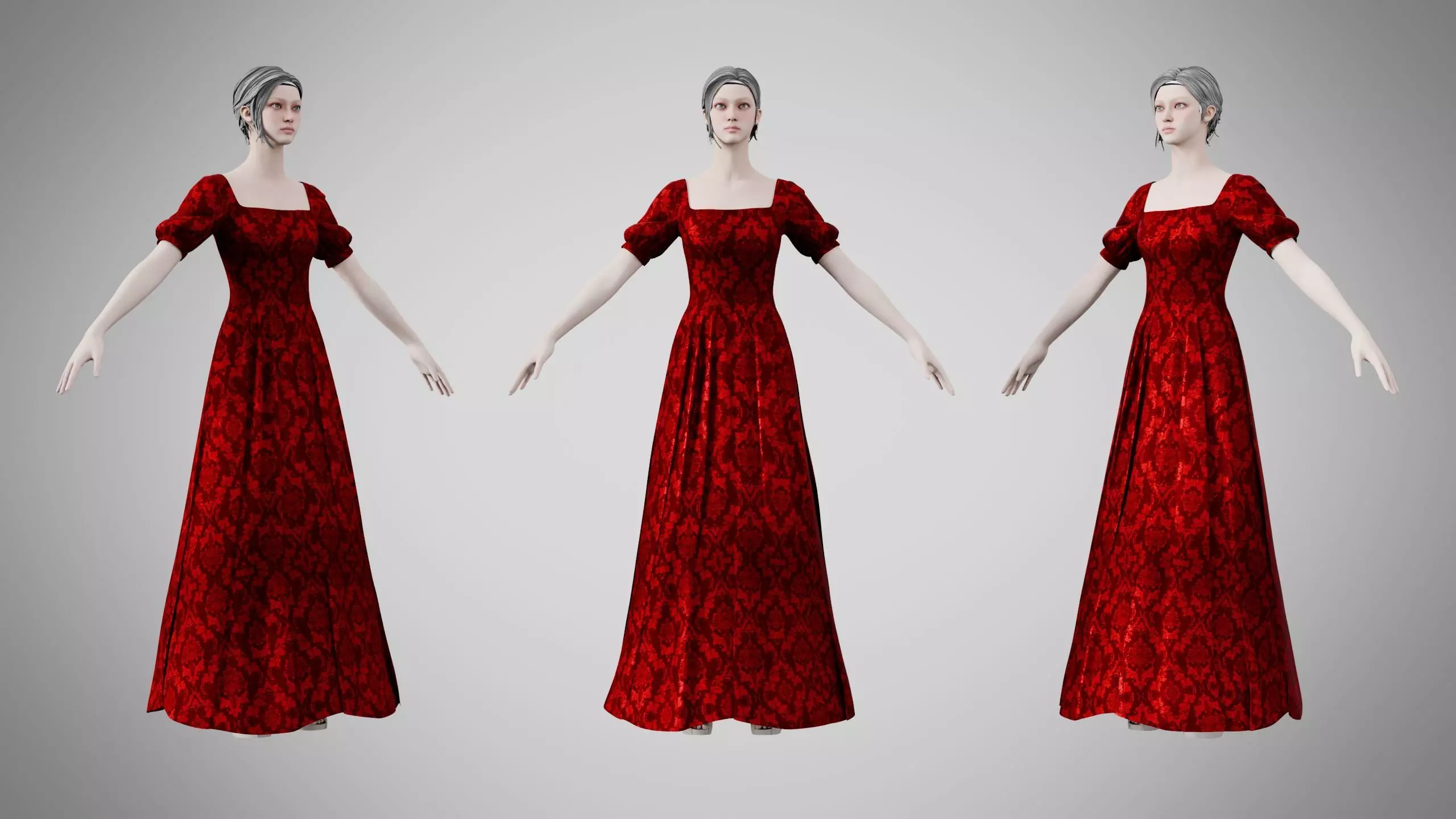 Dress 27 Crimson Royale Velvet Low-poly 3D model