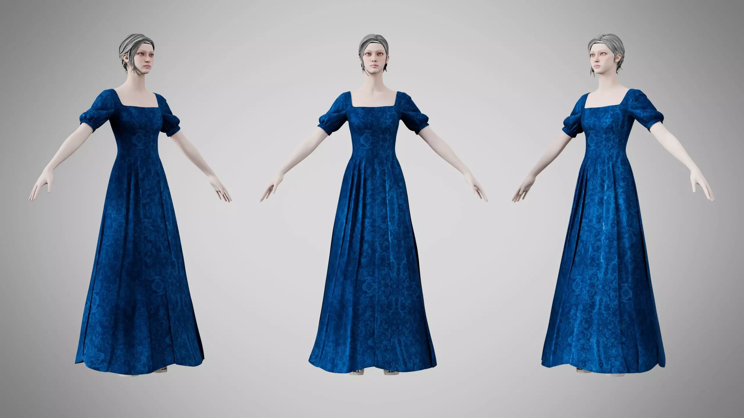 Dress 27 Sapphire Mist Velvet Low-poly 3D model